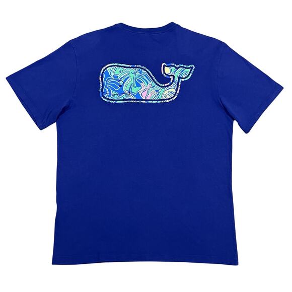 Vineyard Vines Men’s Blue Tropical Floral Whale Short Sleeve T Shirt Size Small - Picture 1 of 4